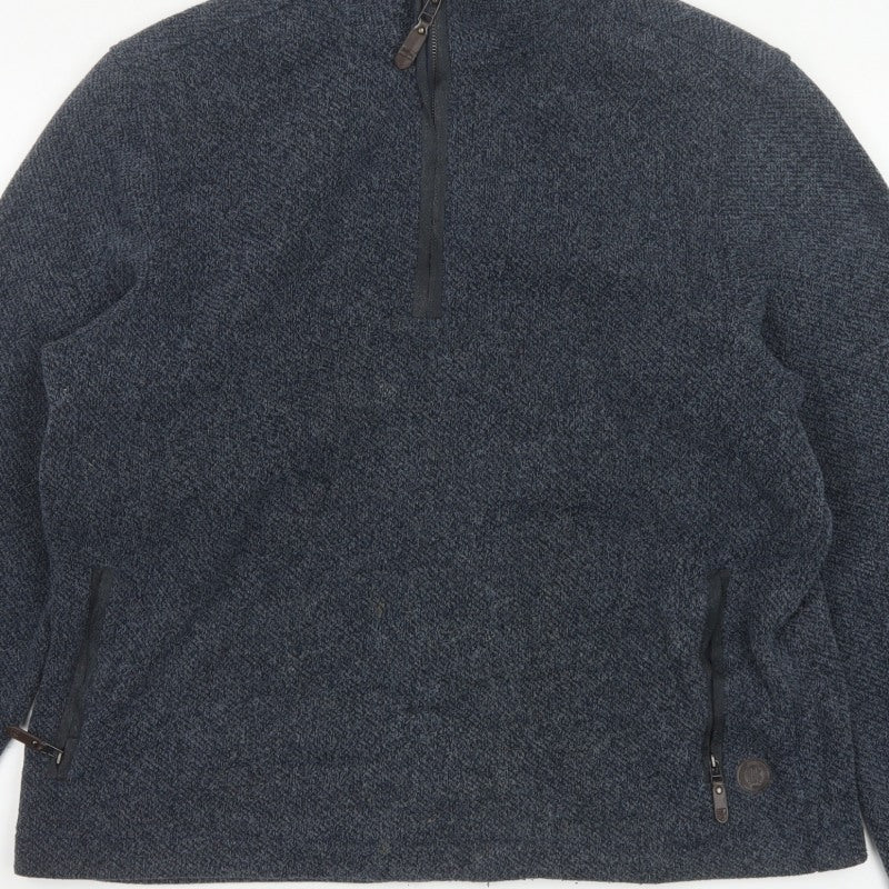 Blue Harbour Men’s Blue L 1/4 Zip Fleece Sweatshirt Pockets