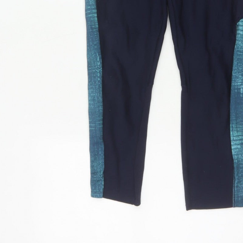 Decathlon Womens Blue L Gym Training Colourblock Pocket Leggings