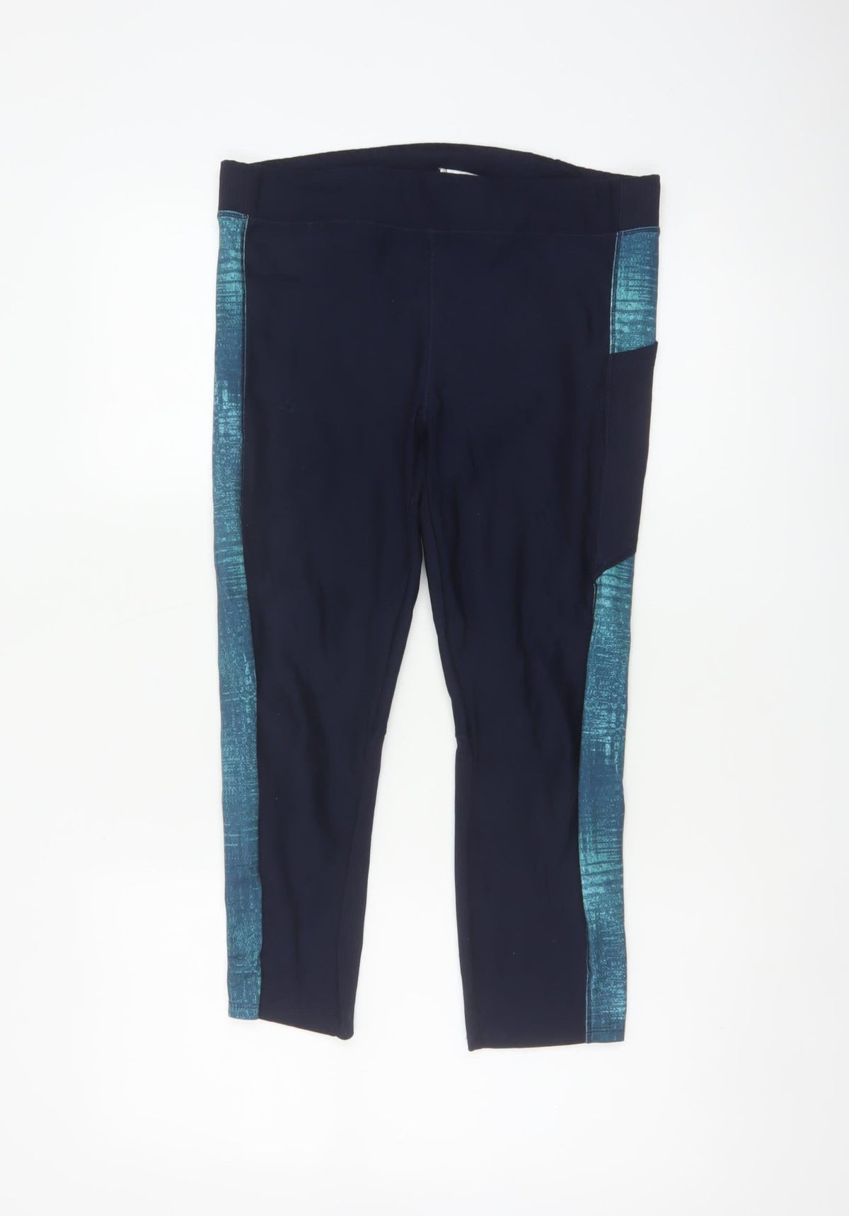 Decathlon Womens Blue L Gym Training Colourblock Pocket Leggings
