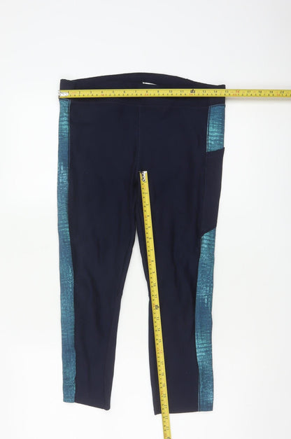 Decathlon Womens Blue L Gym Training Colourblock Pocket Leggings