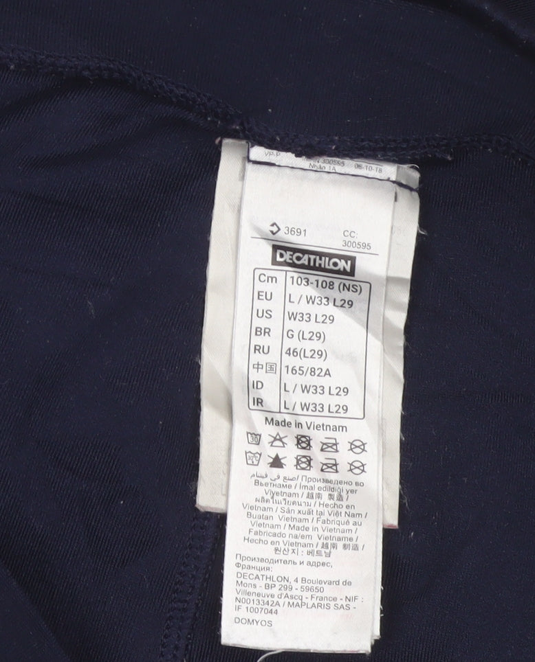 Decathlon Womens Blue L Gym Training Colourblock Pocket Leggings