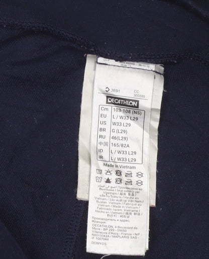 Decathlon Womens Blue L Gym Training Colourblock Pocket Leggings