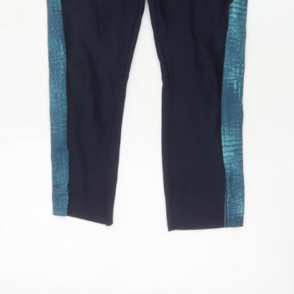 Decathlon Womens Blue L Gym Training Colourblock Pocket Leggings