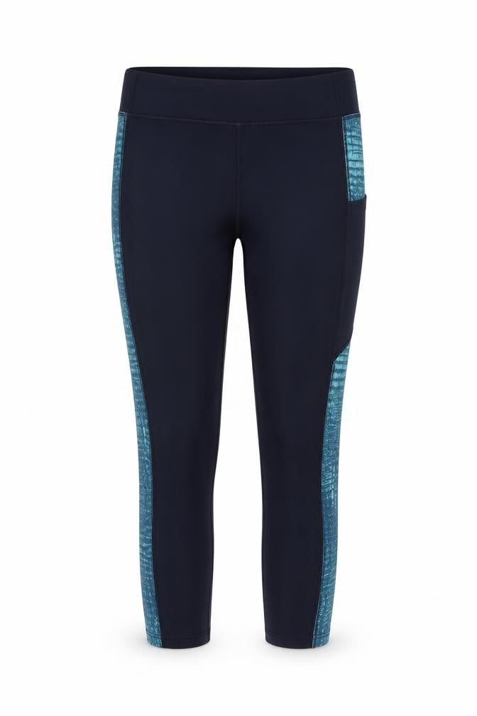 Decathlon Womens Blue L Gym Training Colourblock Pocket Leggings