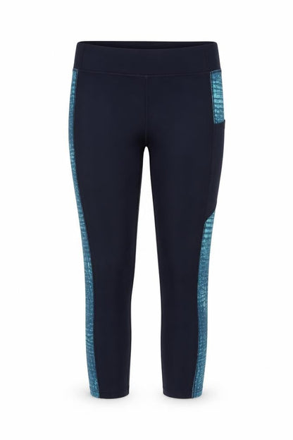 Decathlon Womens Blue L Gym Training Colourblock Pocket Leggings