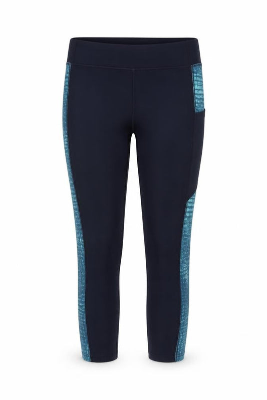 Decathlon Womens Blue L Gym Training Colourblock Pocket Leggings