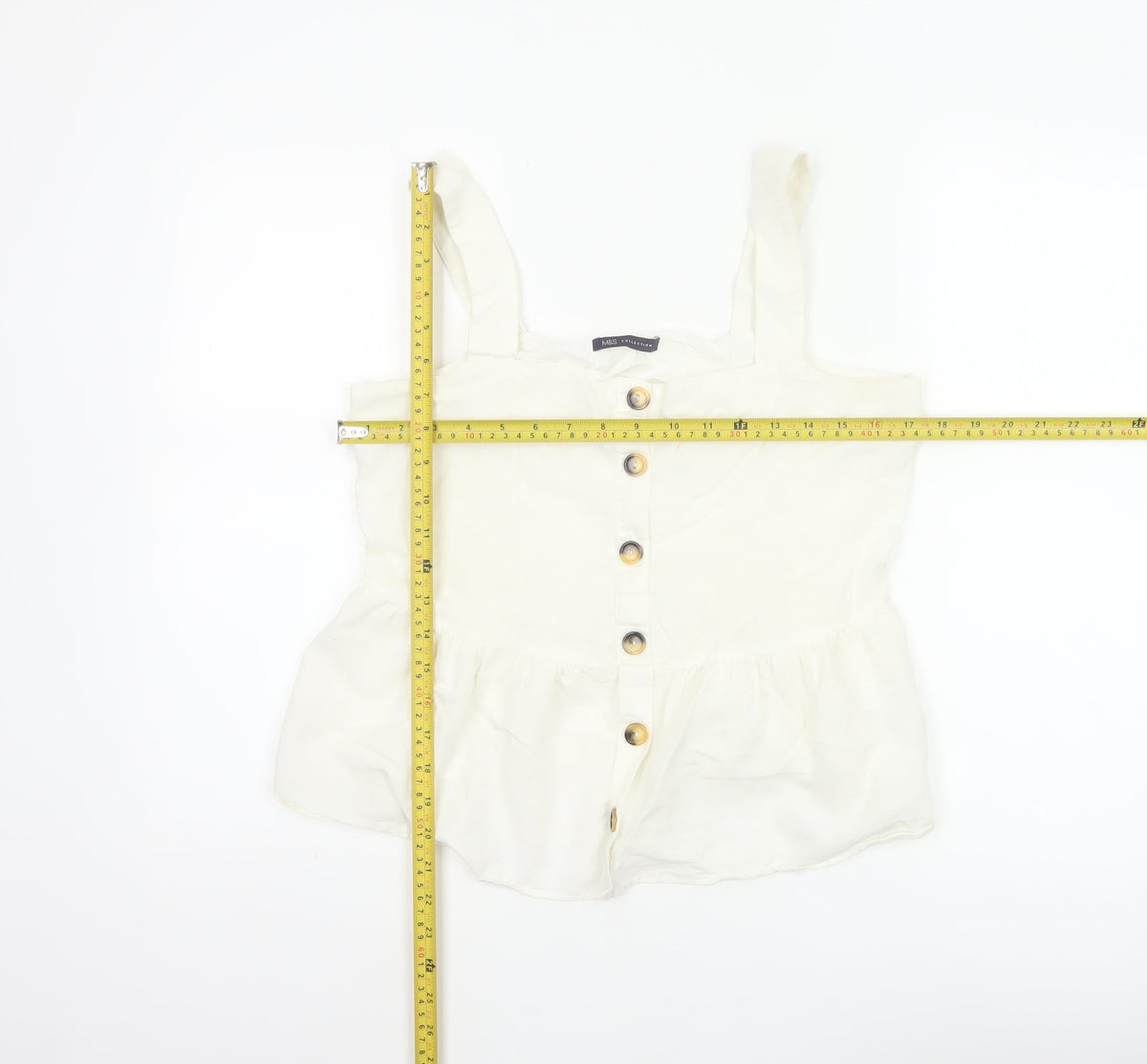 Marks and Spencer Women White UK 12 Cotton Linen Button Camisole Blouse