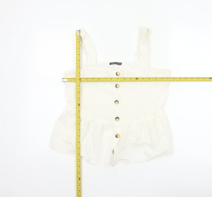 Marks and Spencer Women White UK 12 Cotton Linen Button Camisole Blouse