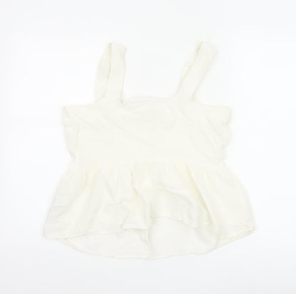 Marks and Spencer Women White UK 12 Cotton Linen Button Camisole Blouse