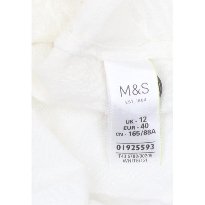 Marks and Spencer Women White UK 12 Cotton Linen Button Camisole Blouse