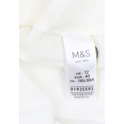 Marks and Spencer Women White UK 12 Cotton Linen Button Camisole Blouse