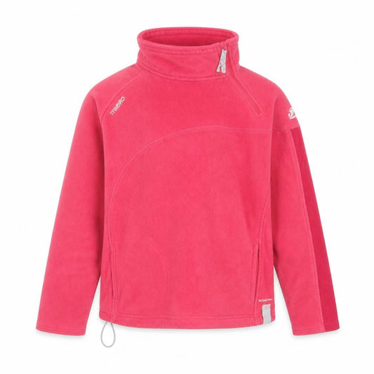 Front view of Tribord girls’ pink 14 years pullover 1/4 zip fleece sweatshirt