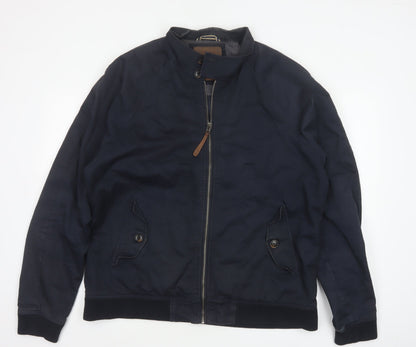Next Men’s Blue XL Cotton Bomber Jacket Full Zip Lined