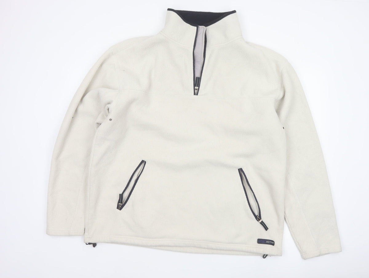 SE Active Men's Ivory XL Pullover 1/4 Zip Fleece Sweatshirt