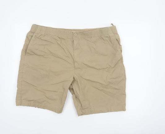 Back view of Marks and Spencer Men Beige 2XL Elastic Waist Stretch Shorts