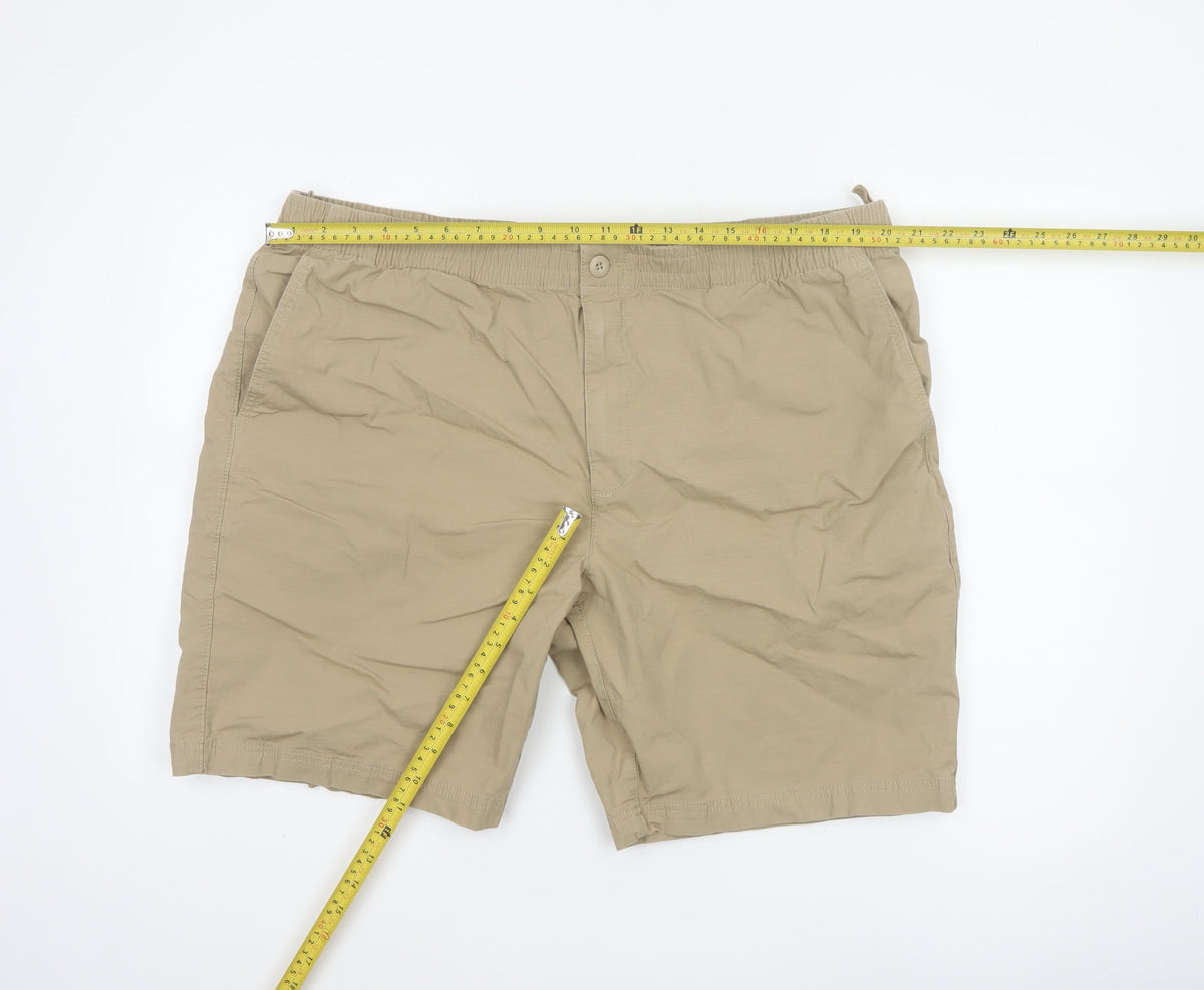 Marks and Spencer Men Beige 2XL Elastic Waist Stretch Shorts