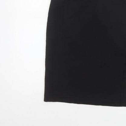 French Connection Women Black UK 8 Wool Blend Pencil Knee Skirt Slit