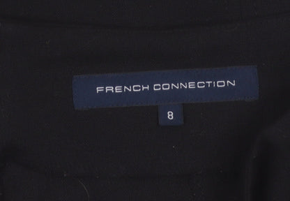 French Connection Women Black UK 8 Wool Blend Pencil Knee Skirt Slit