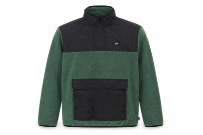 Vans Men Green Small 1/4 Zip Fleece Pullover Sweatshirt Logo Pockets