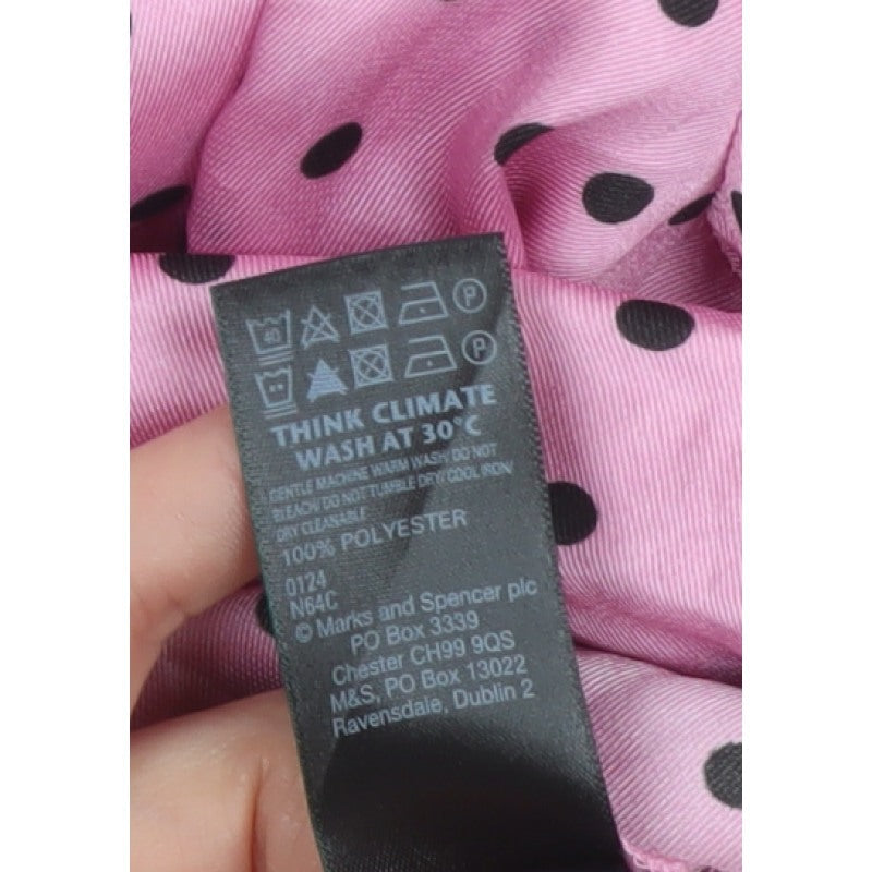 Marks and Spencer Women's Pink Size 20 Polka Dot Ruffle Tie Neck Blouse