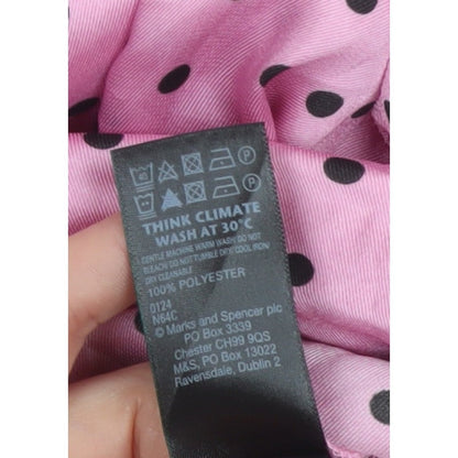 Marks and Spencer Women's Pink Size 20 Polka Dot Ruffle Tie Neck Blouse