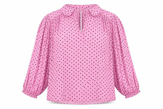 Marks and Spencer Women's Pink Size 20 Polka Dot Ruffle Tie Neck Blouse