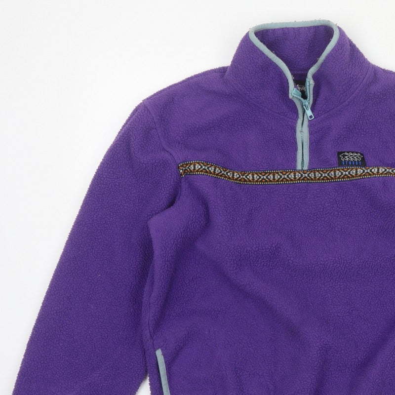 Stussy Unisex Purple S 1/4 Zip Fleece Pullover Sweatshirt