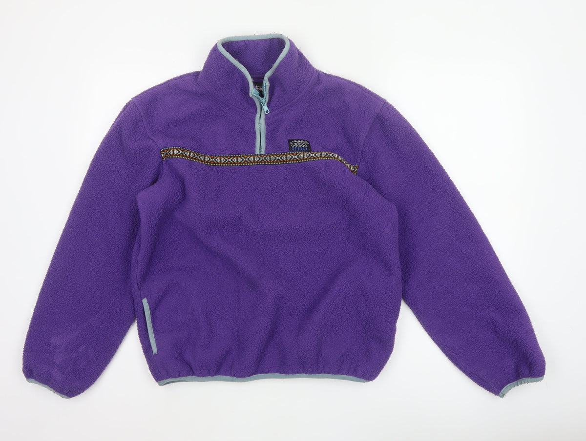 Stussy Unisex Purple S 1/4 Zip Fleece Pullover Sweatshirt
