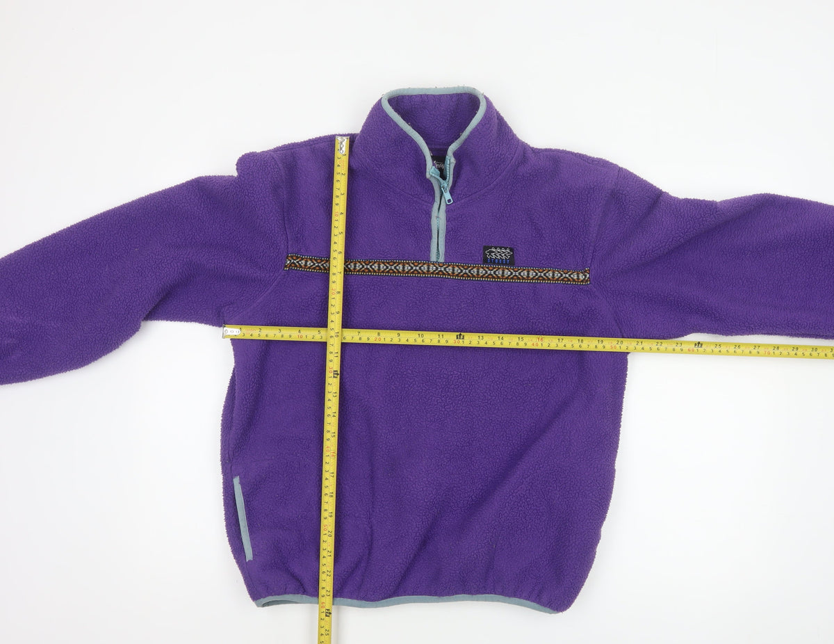 Stussy Unisex Purple S 1/4 Zip Fleece Pullover Sweatshirt