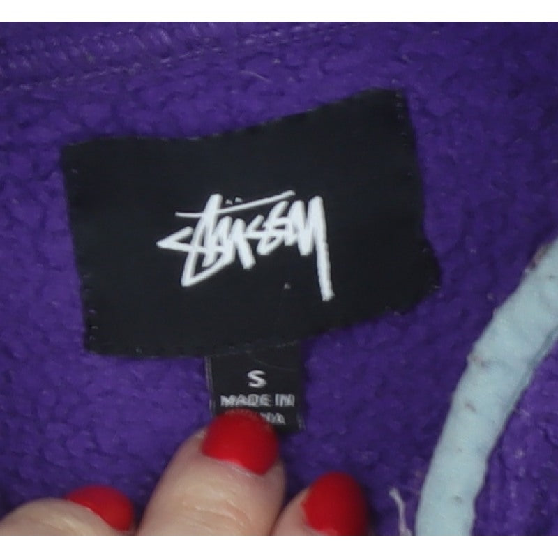 Stussy Unisex Purple S 1/4 Zip Fleece Pullover Sweatshirt