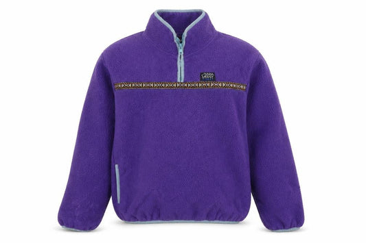 Front view of Stussy unisex purple s 1/4 zip fleece pullover sweatshirt