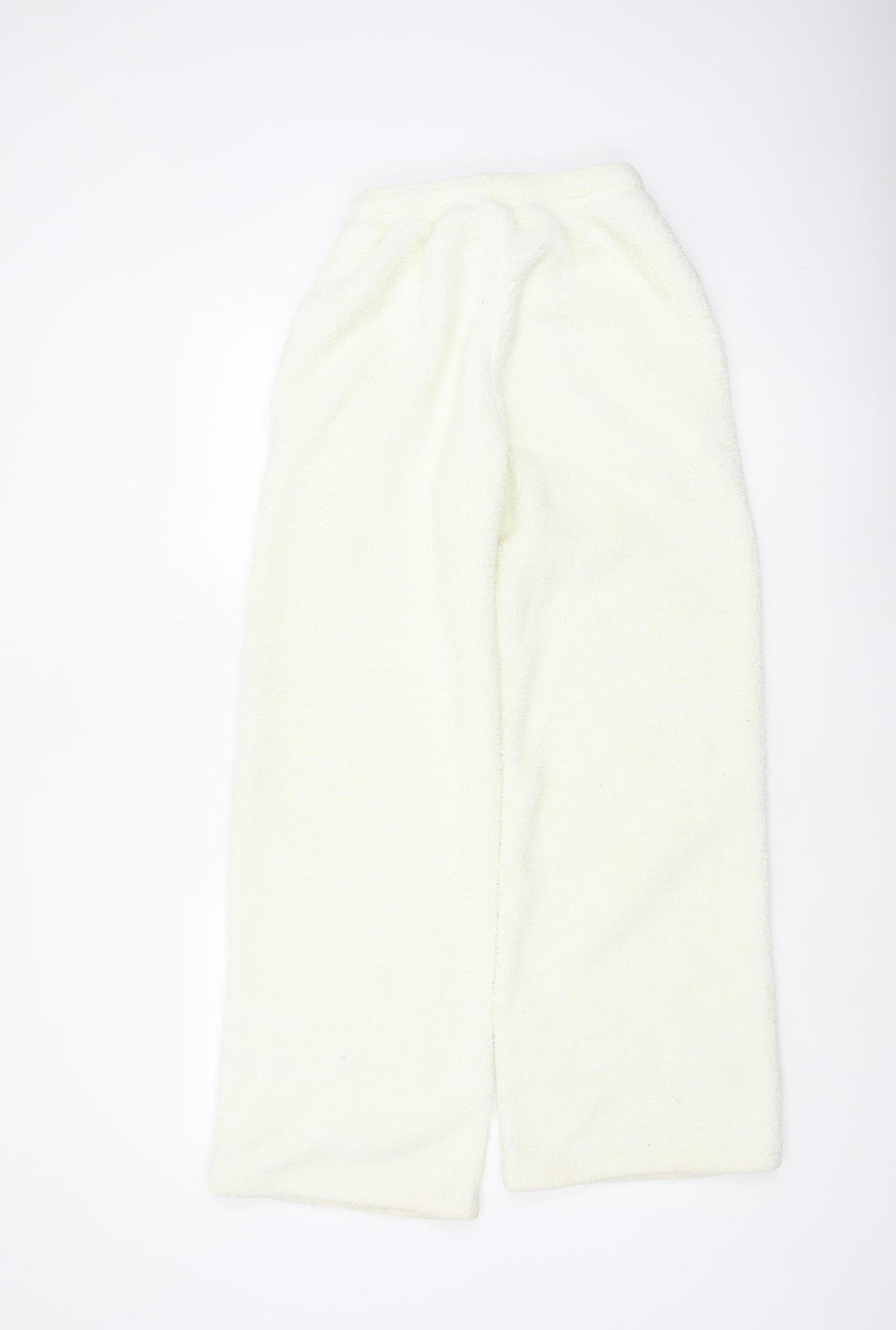 White Fox Women Ivory XS Fleece Wide-Leg Jogger Trousers Drawstring