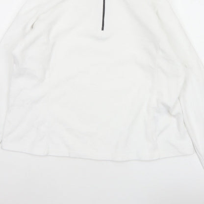 Lands' End Women's White L Pullover 1/4 Zip Fleece Sweatshirt