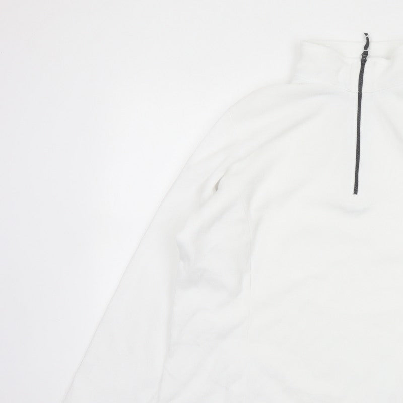 Lands' End Women's White L Pullover 1/4 Zip Fleece Sweatshirt