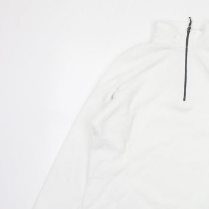 Lands' End Women's White L Pullover 1/4 Zip Fleece Sweatshirt