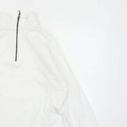 Lands' End Women's White L Pullover 1/4 Zip Fleece Sweatshirt