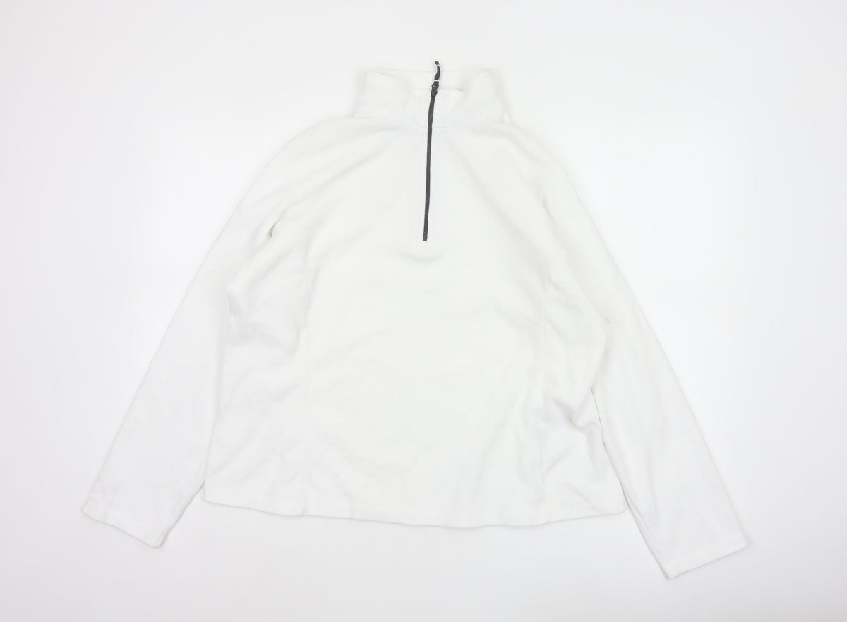 Lands' End Women's White L Pullover 1/4 Zip Fleece Sweatshirt