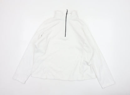Lands' End Women's White L Pullover 1/4 Zip Fleece Sweatshirt