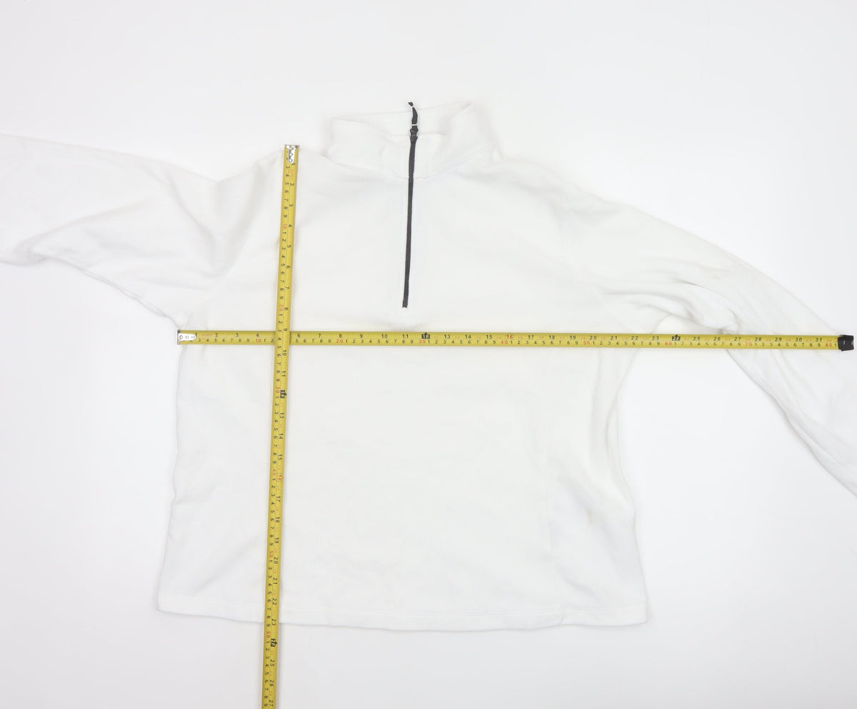 Lands' End Women's White L Pullover 1/4 Zip Fleece Sweatshirt
