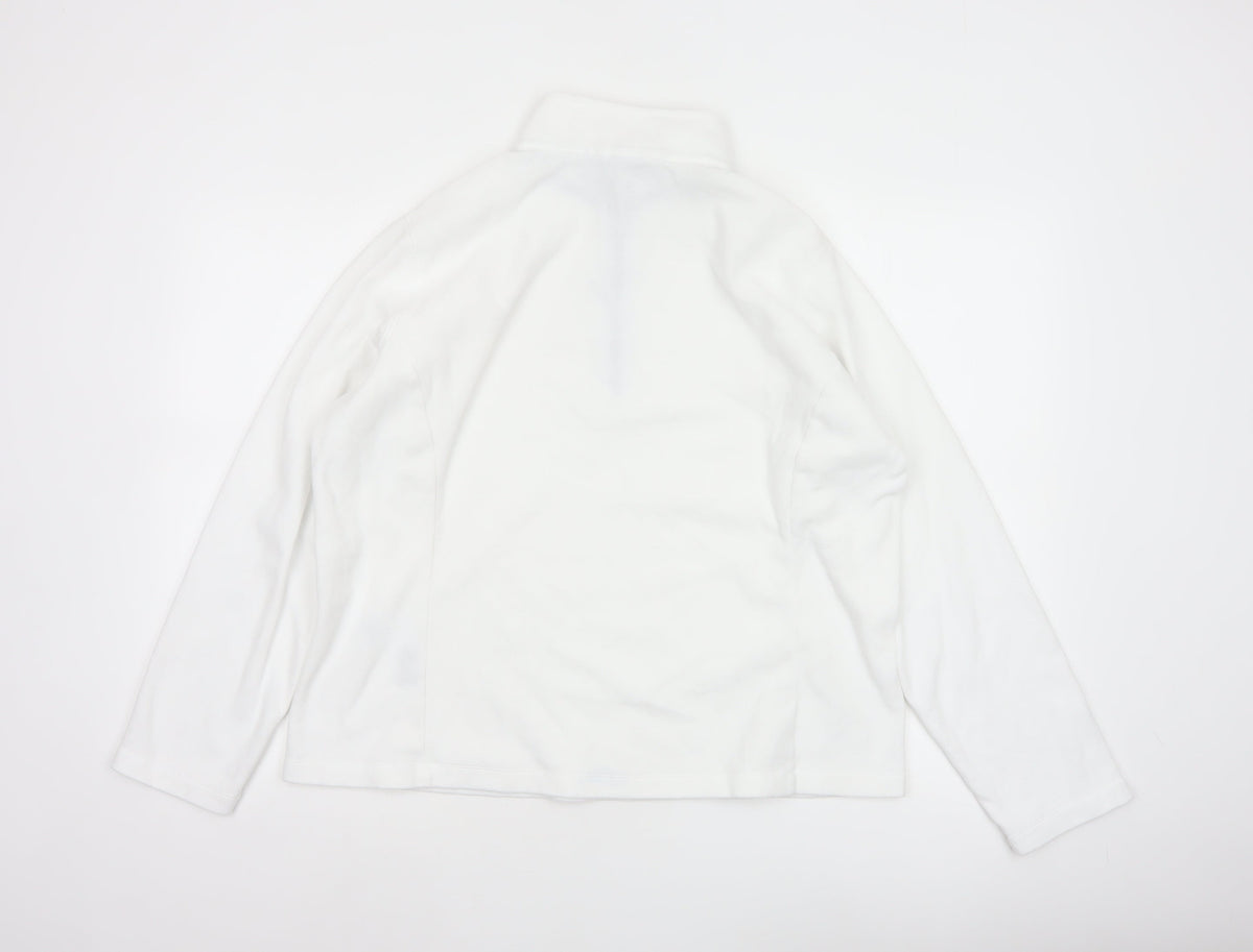 Lands' End Women's White L Pullover 1/4 Zip Fleece Sweatshirt