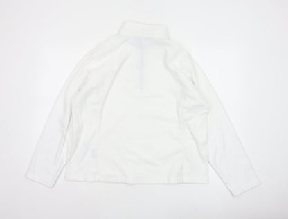 Lands' End Women's White L Pullover 1/4 Zip Fleece Sweatshirt