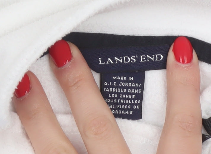 Lands' End Women's White L Pullover 1/4 Zip Fleece Sweatshirt