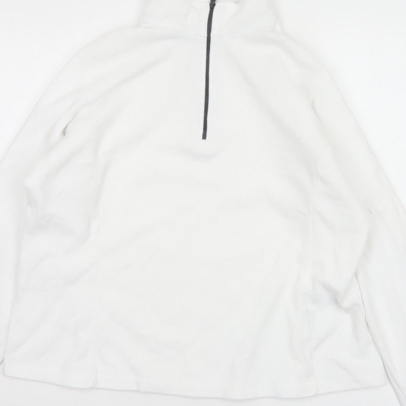 Lands' End Women's White L Pullover 1/4 Zip Fleece Sweatshirt