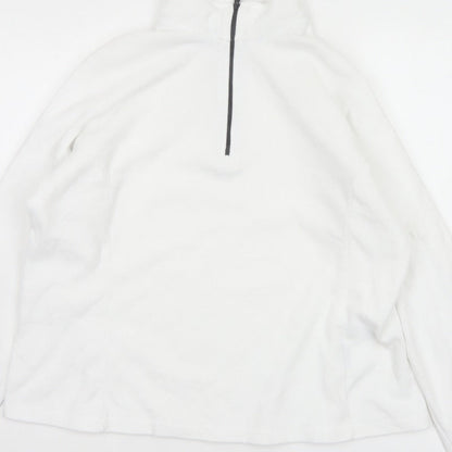 Lands' End Women's White L Pullover 1/4 Zip Fleece Sweatshirt