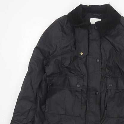 H&M Women's Black UK 12 Basic Padded Collared Utility Jacket