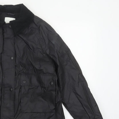 H&M Women's Black UK 12 Basic Padded Collared Utility Jacket