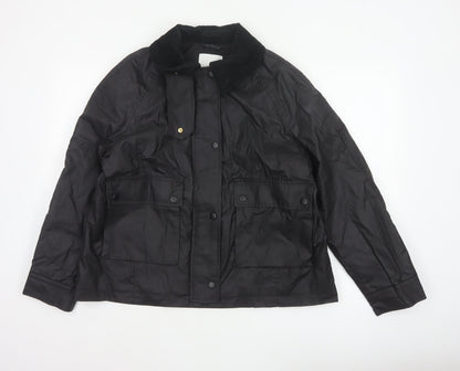 H&M Women's Black UK 12 Basic Padded Collared Utility Jacket