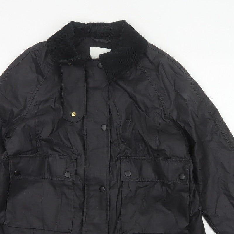 H&M Women's Black UK 12 Basic Padded Collared Utility Jacket