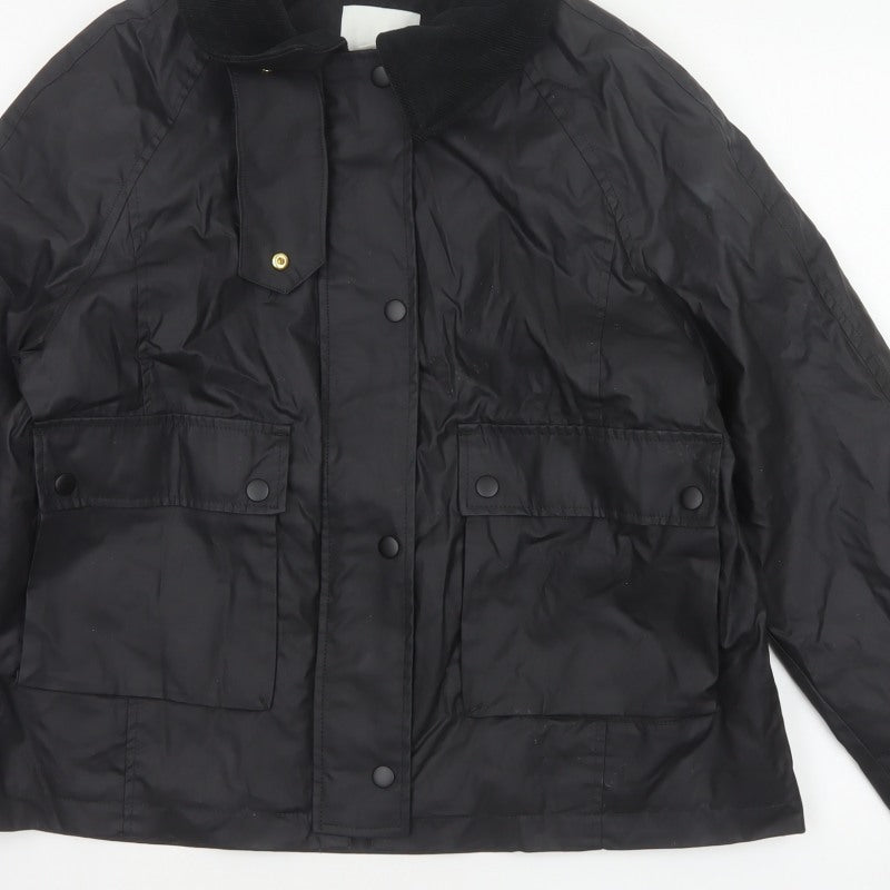 H&M Women's Black UK 12 Basic Padded Collared Utility Jacket