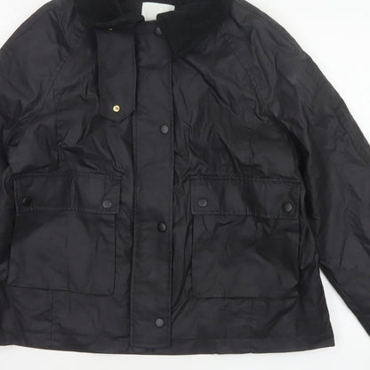 H&M Women's Black UK 12 Basic Padded Collared Utility Jacket